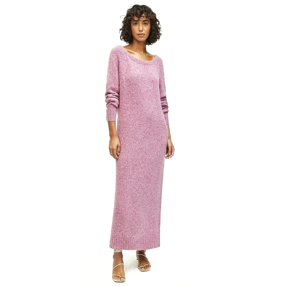 Rhode Barbiecore Juno mélange Wool Sweater Knit Midi dress